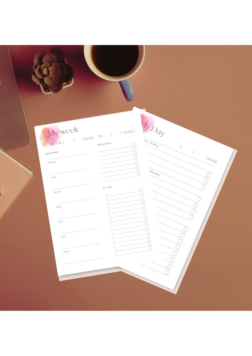 Printable Planner 2023 | Peach color minimalist design