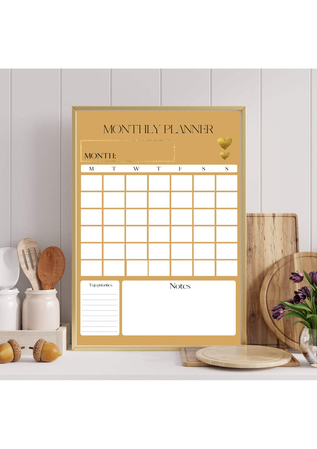 Printable monthly planner A2 poster for wall | 4 colors
