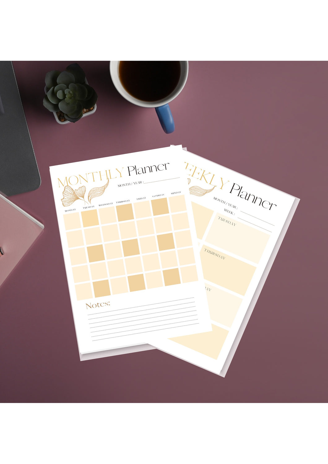 Printable Monthly-Weekly-Daily planner inserts package | 3 inserts