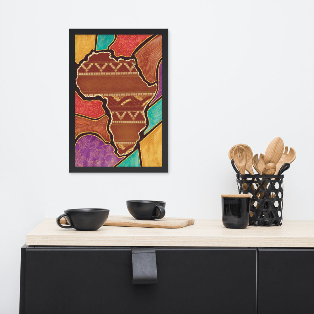 Africa colorful abstract  12 x 18 “ Framed Art